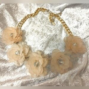 Vintage Natasha Soft Pink & Gold Floral Statement Necklace